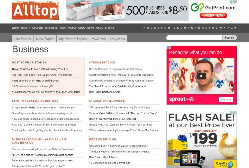  a snapshot of what Alltop’s business section looks like