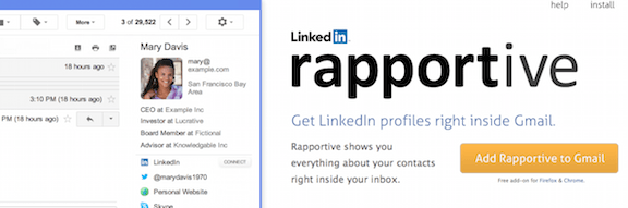 Track LinkedIn from Gmail: Rapportive